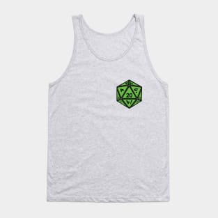 (Pocket) Green D20 Dice (Black Outline) Tank Top